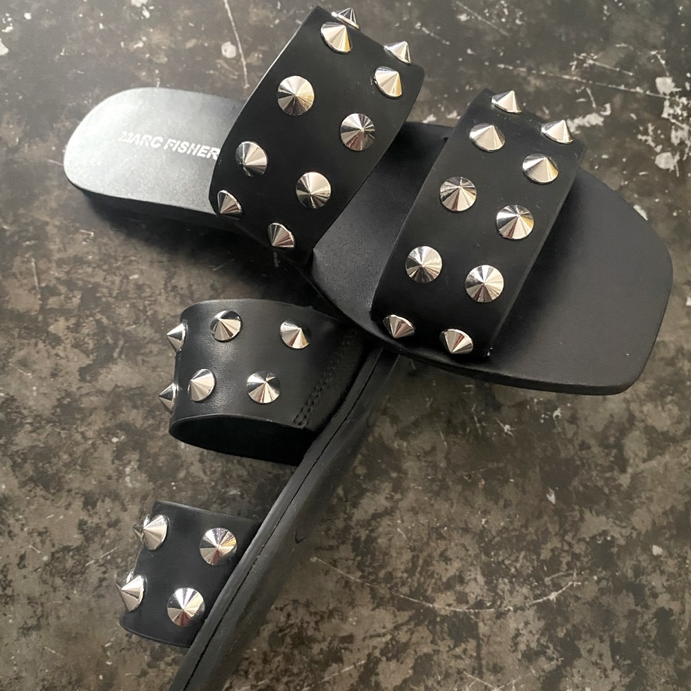 Marc Fisher Boni Black Studded Sandals Size 7.5